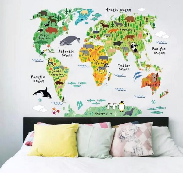 Vinilo Mapa Animales 1 - 95x73cm.