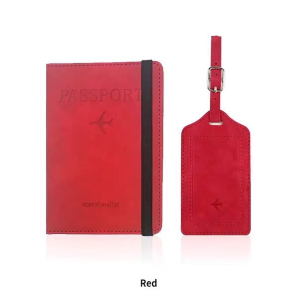 Portapasaporte + Identificador de maleta rojo