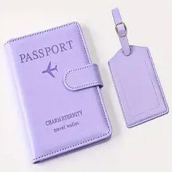 Portapasaporte + Identificador de maleta lila