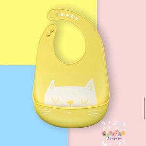 Babero de silicona impermeable amarillo (gatito)