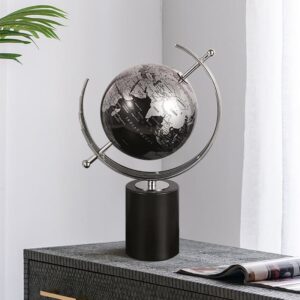 Globo terráqueo soporte negro plateado