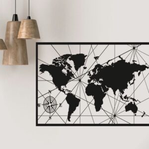 Planisferio rosa de los vientos 120x70cm.