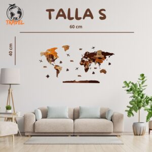 Mapa del mundo de madera café - Talla S (40x60cm)