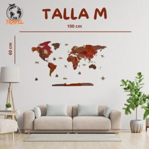 Mapa del mundo de madera rojo – Talla M (60x100cm)