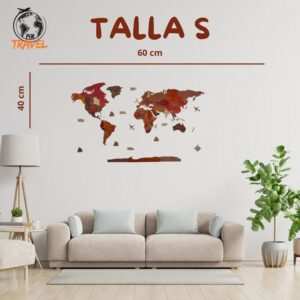 Mapa del mundo de madera rojo – Talla S (40x60cm)