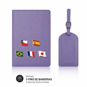 Portapasaporte + Identificador + 5 banderas – Purpura.