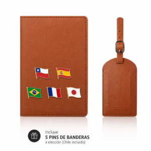 Portapasaporte + Identificador + 5 banderas – Café.