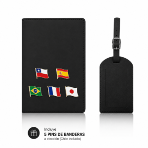 Portapasaporte + Identificador + 5 banderas – Negro.